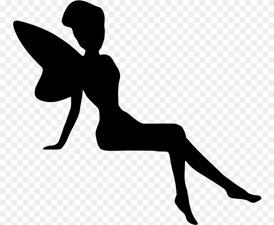 Sitting Fairy Silhouette At Getdrawings Sitting Fairy Silhouette, Gray Png Image