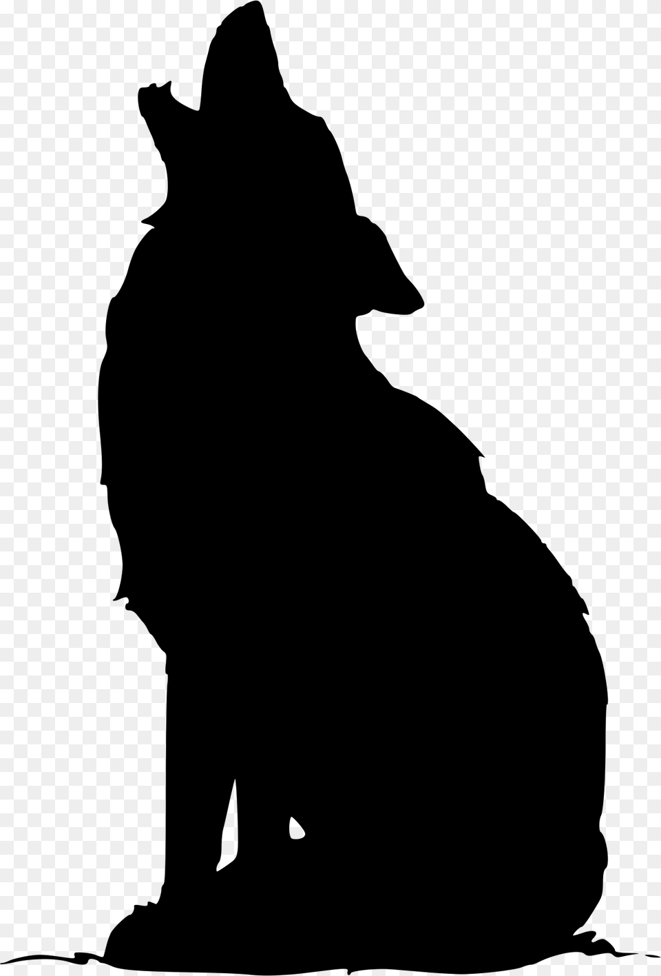 Sitting Howling Wolf Silhouette, Adult, Female, Person, Woman Png