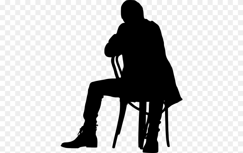 Sitting In Chair Silhouette, Adult, Male, Man, Person Free Png