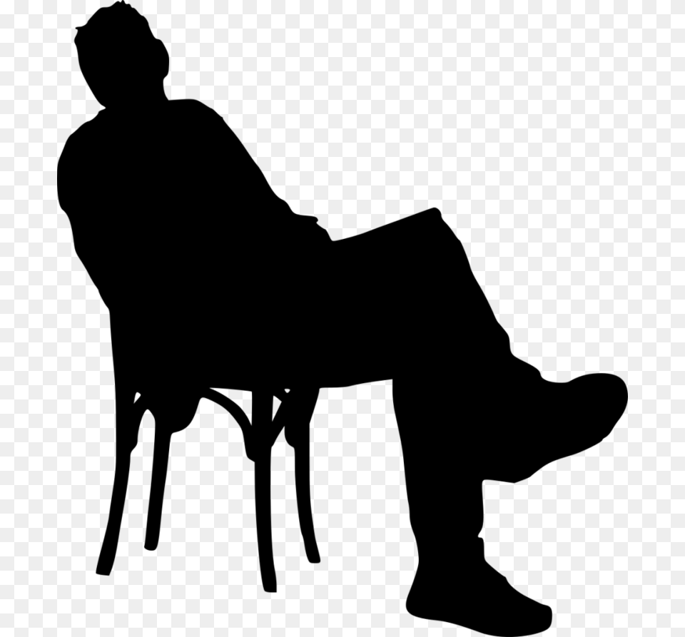 Sitting In Chair Silhouette Silhouette, Gray Free Transparent Png