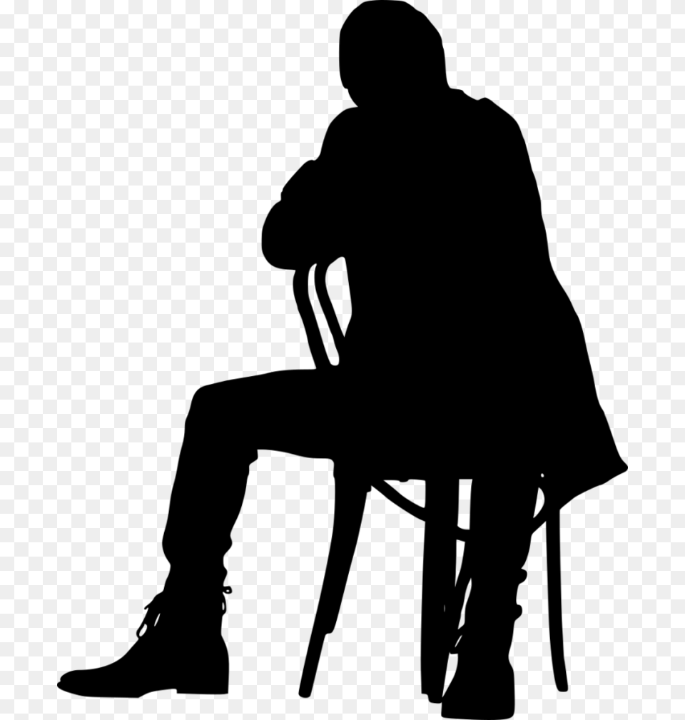Sitting In Chair Silhouette Silhouette People Sitting On Chair, Gray Free Png