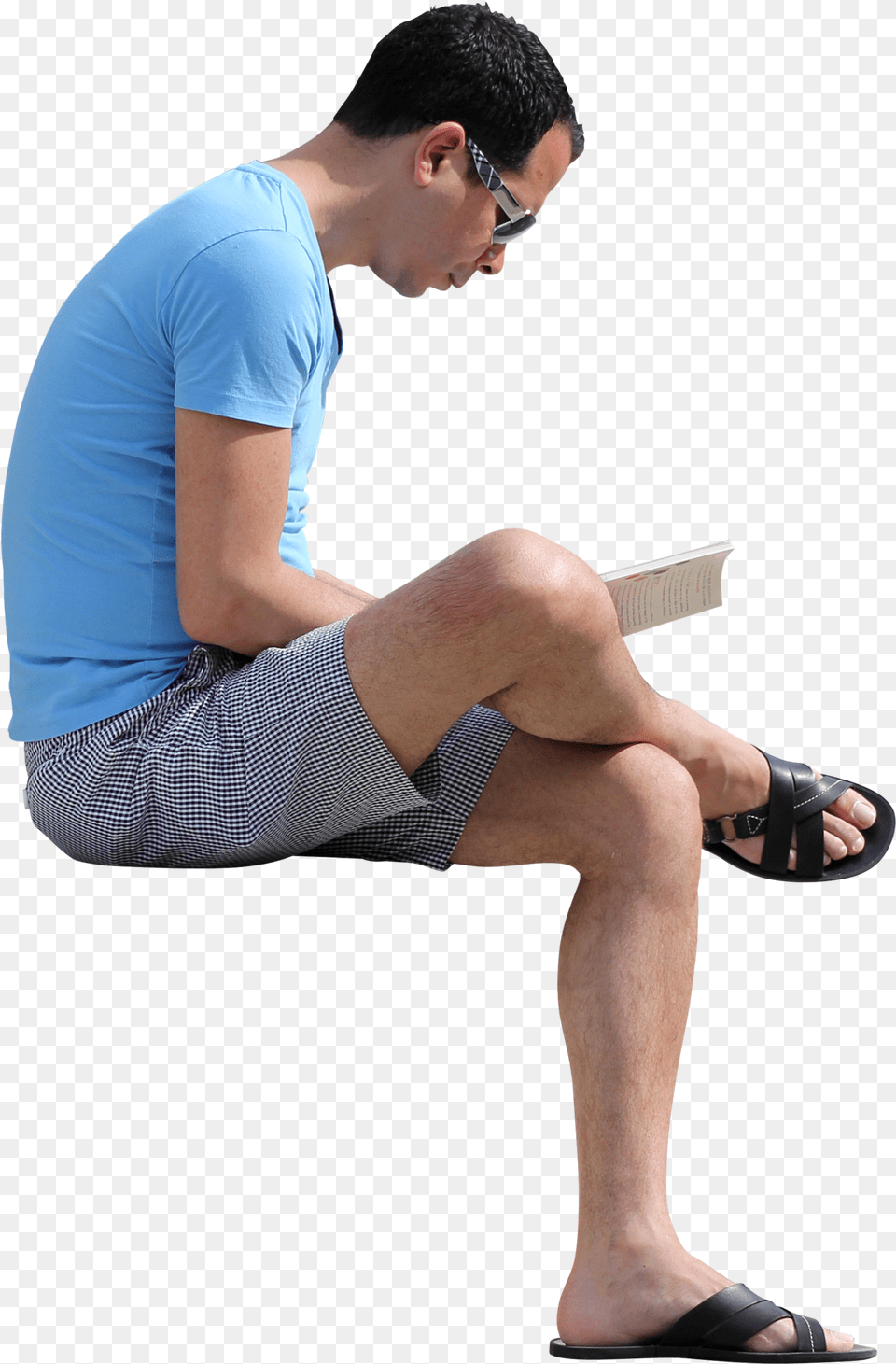 Sitting Man People Read Book, Clothing, Shoe, Footwear, Sandal Png Image