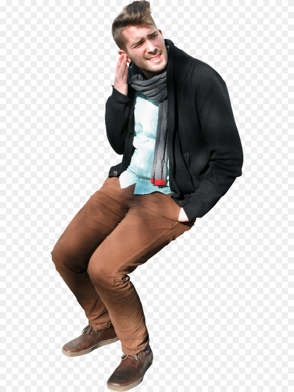 Sitting Man People Sitting Top, Sleeve, Shoe, Clothing, Footwear Free Png Download