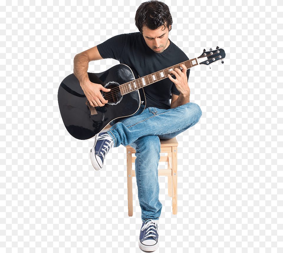 Sitting Man Playing Guitar, Musical Instrument, Adult, Person, Male Free Transparent Png