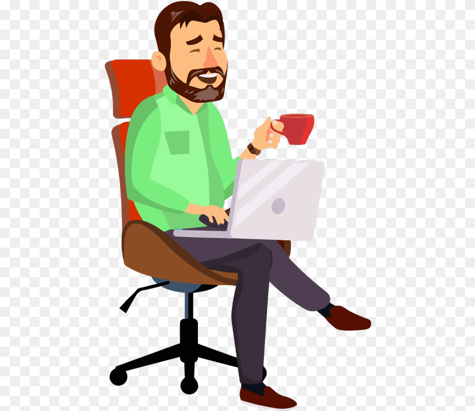 Sitting Man1 Animation Work Vector, Computer, Person, Electronics, Pc Png