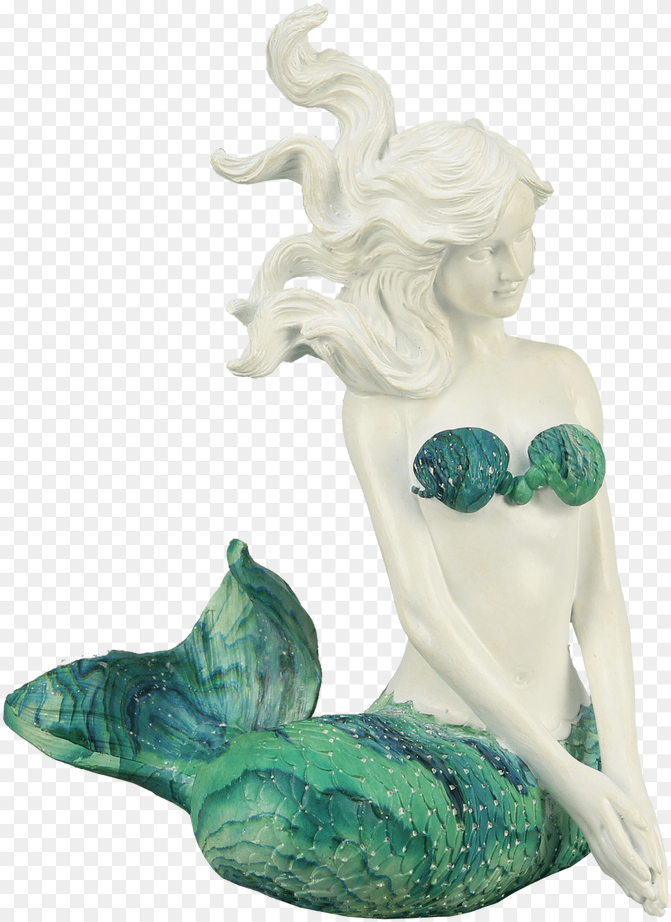 Sitting Mermaid With Swirl Tail Carving, Figurine, Person, Woman, Female Free Png Download