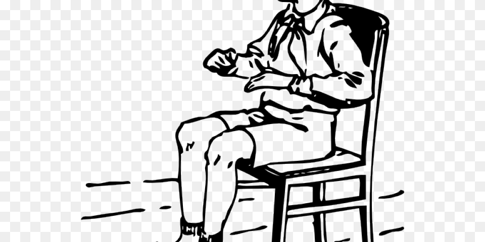 Sitting On Chair Clipart Black And White, Furniture Free Transparent Png