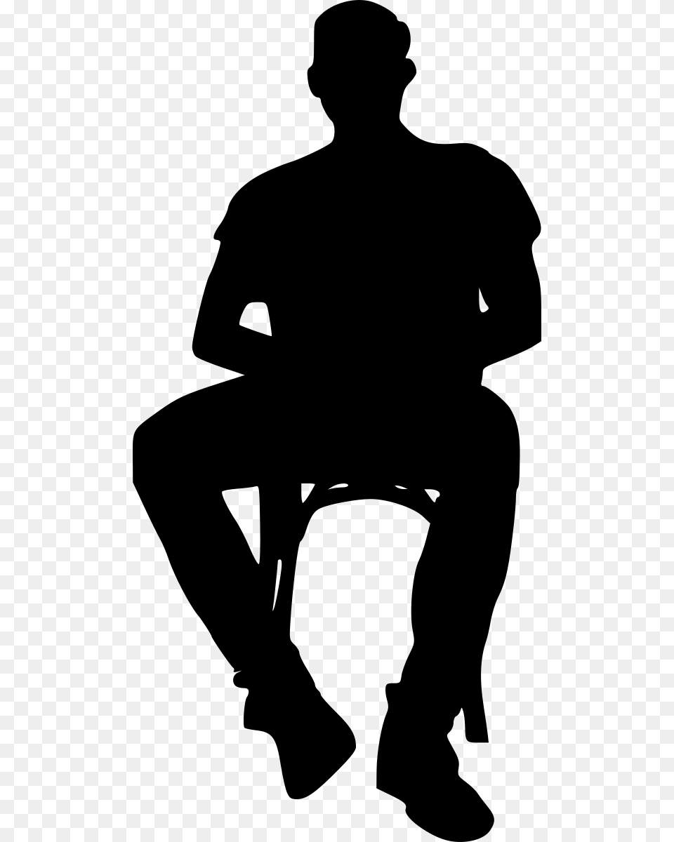 Sitting On Chair Man Sitting In Chair Silhouette, Gray Free Png Download