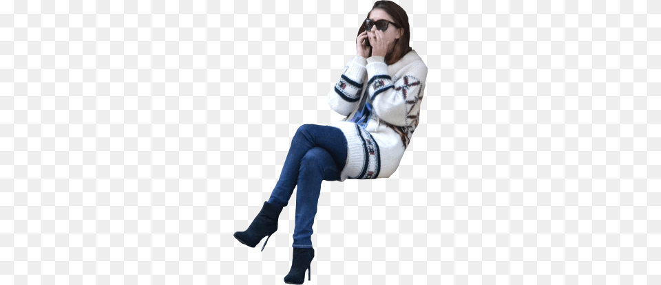 Sitting People, Clothing, Sweater, Knitwear, Woman Free Transparent Png