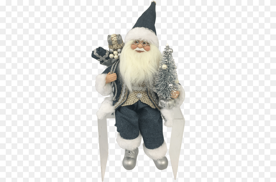 Sitting Santa In Blue Beige, Baby, Person, Clothing, Hat Free Png Download