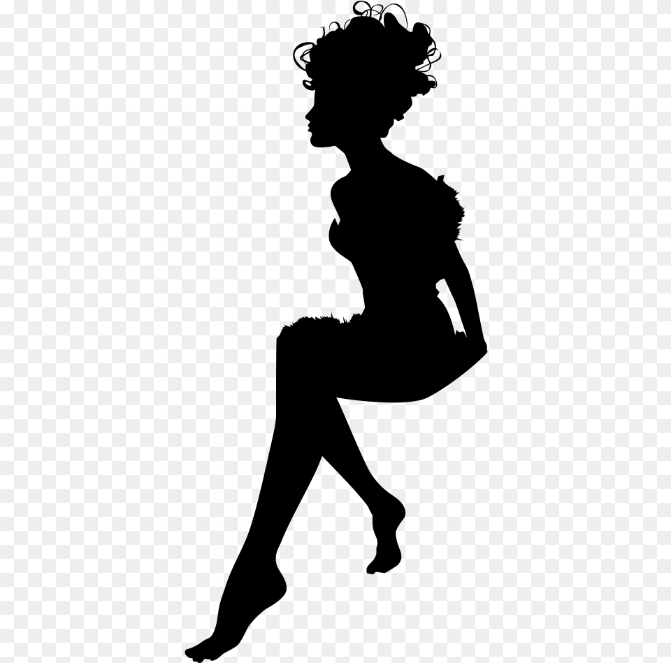 Sitting Silhouette Fairy Sitting In Circle Minus Woman Silhouette, Gray Free Png