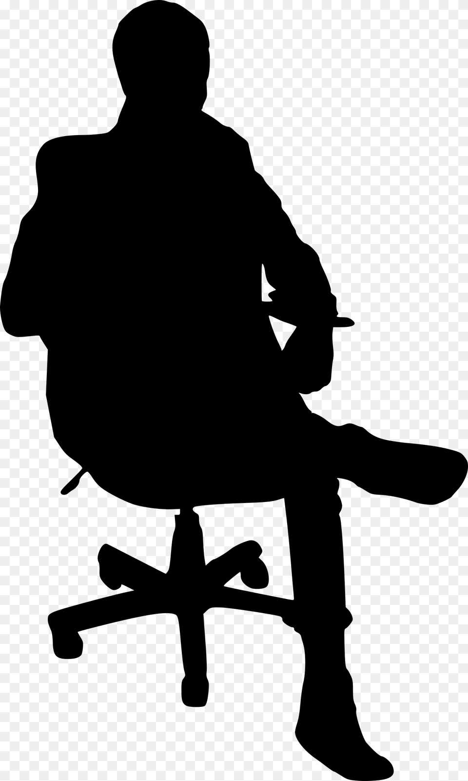 Sitting Silhouette Office Chair, Gray Free Transparent Png