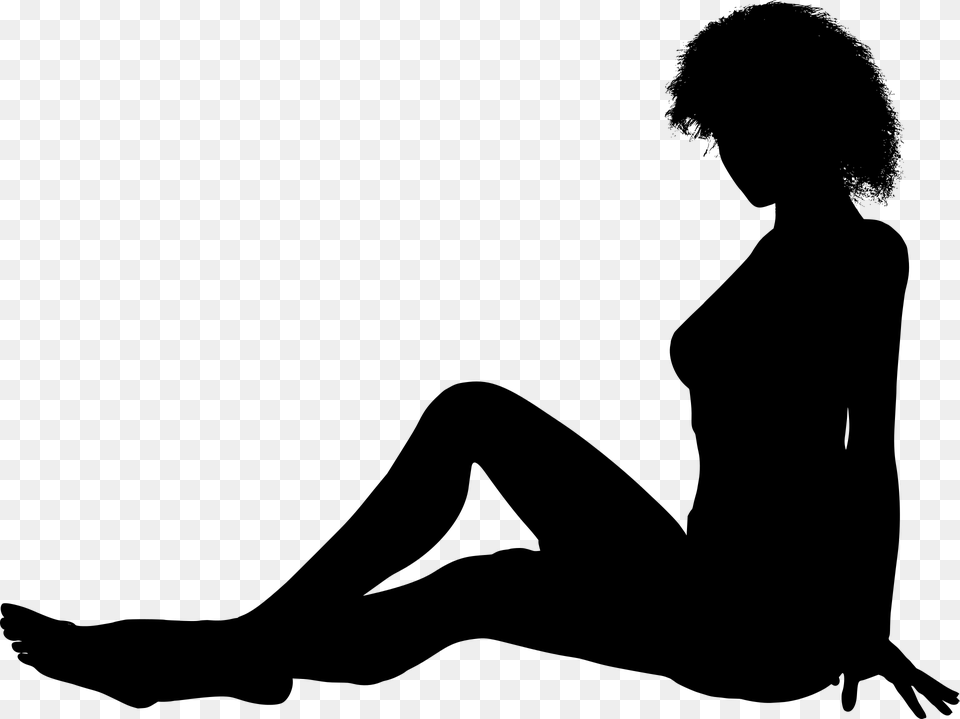 Sitting Woman Female Silhouette Sitting, Gray Free Transparent Png