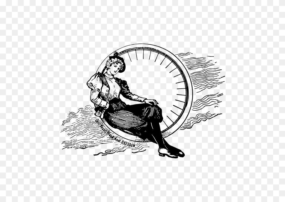 Sitzende Dame Gustav Bauer Clipart, Machine, Spoke, Person, Wheel Png Image
