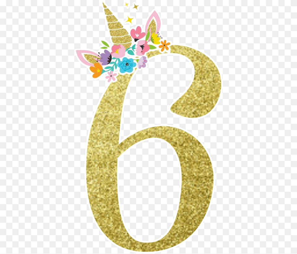Six 6 Number6 Number Numero Glitter Unicornio Glitter Number 6, Symbol, Text Free Transparent Png