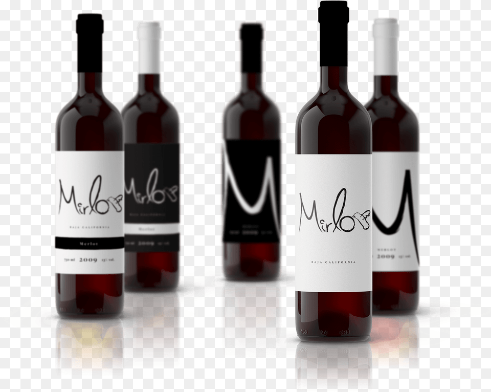 Six Bottles Of Mirlo Wine Baja California Red Wine Label Design, Alcohol, Beverage, Bottle, Liquor Free Png Download