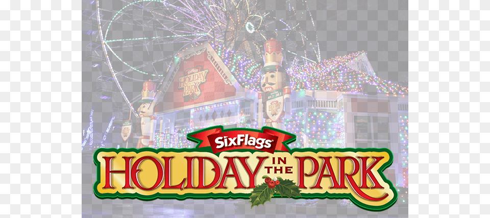 Six Flags Holiday In The Park Feature Six Flags, Carnival, Emblem, Symbol Free Png