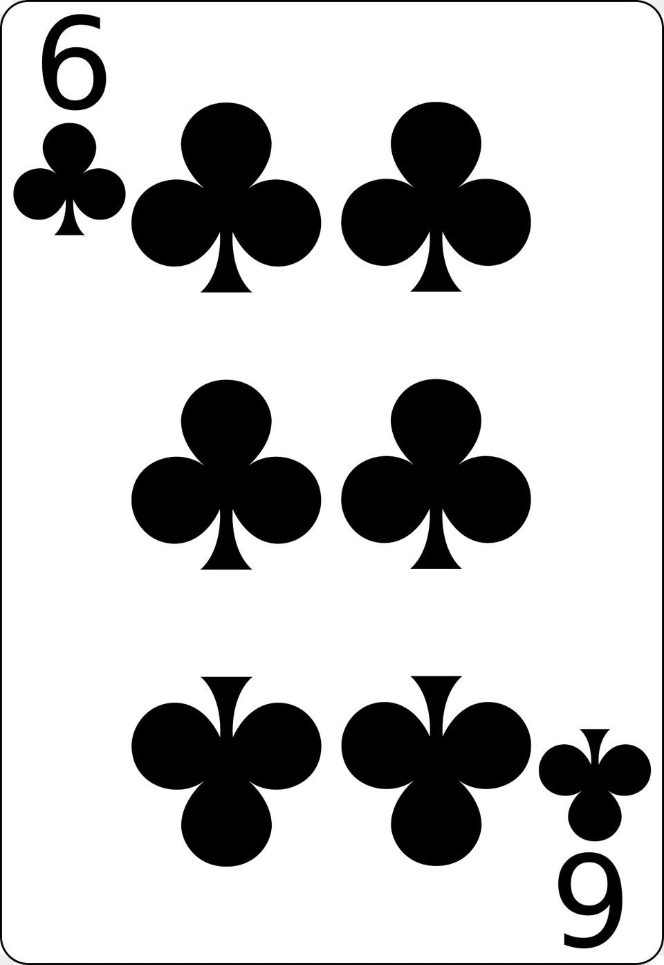 Six Of Clubs Clipart, Stencil, Pattern Free Png