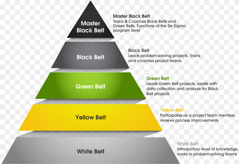 Six Sigma Belt Levels Lean Six Sigma Pyramid, Triangle, Business Card, Paper, Text Free Png Download