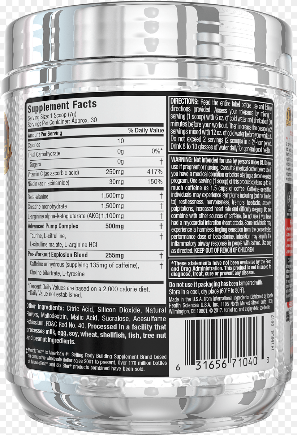 Six Star Pre Workout Explosion, Jar, Can, Tin Free Png Download