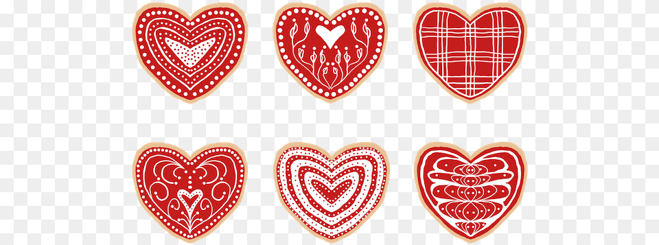 Six Valentine39s Day Cookies In Red And White Heart, Pattern Png