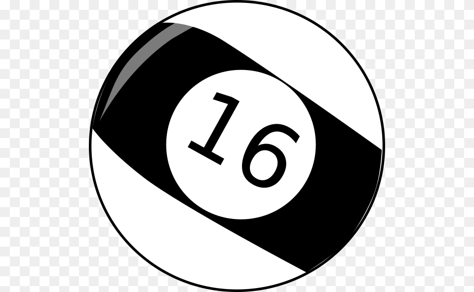 Sixteen Baseball Billiard Ball Clip Art, Symbol, Number, Text, Disk Png Image