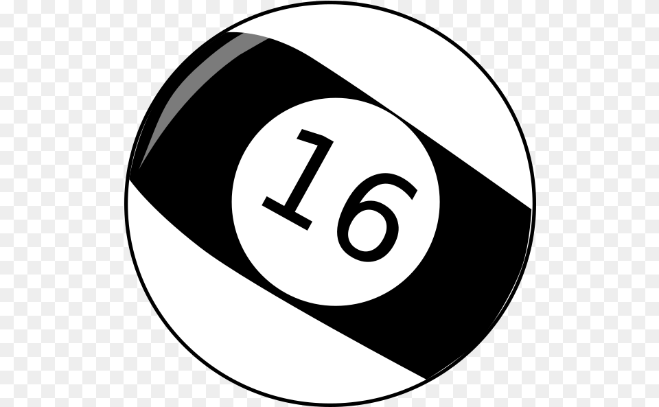 Sixteen Baseball Billiard Ball Clip Art Clipart Black And White Billiard Ball, Symbol, Number, Text, Disk Free Png Download