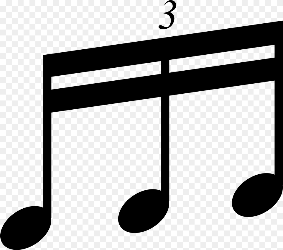 Sixteenth Note Triplet Beam 2 Triple Music Notes Clipart, Gray Png