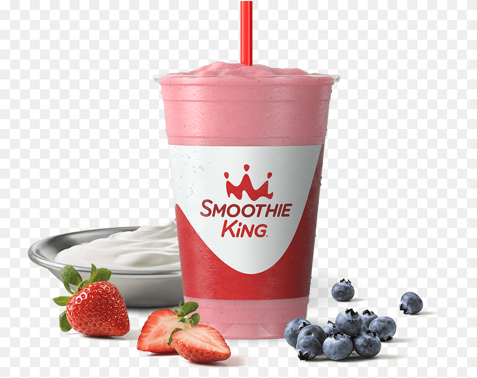 Sk Kids Strawberry Bluegurt Blitz With Ingredients Smoothie King Keto, Berry, Produce, Plant, Fruit Free Png Download