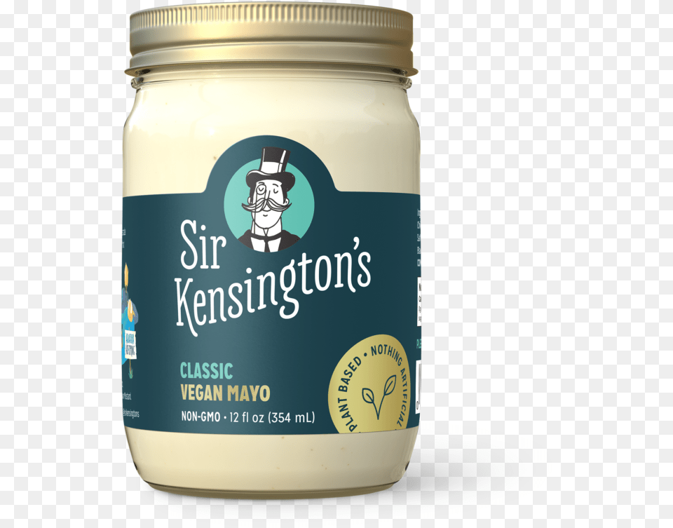 Sk Ps Vegan Mayo Classic 12oz Front Sir Kensington Vegan Mayo, Mayonnaise, Food, Adult, Person Free Png Download