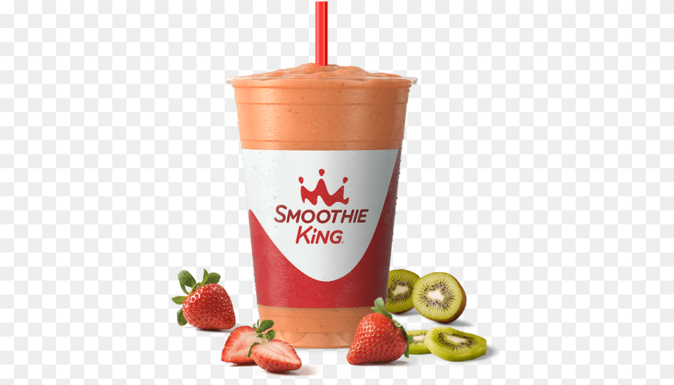 Sk Take A Break Strawberry Kiwi Breeze With Ingredients Smoothie King Smoothie, Berry, Beverage, Food, Fruit Free Png