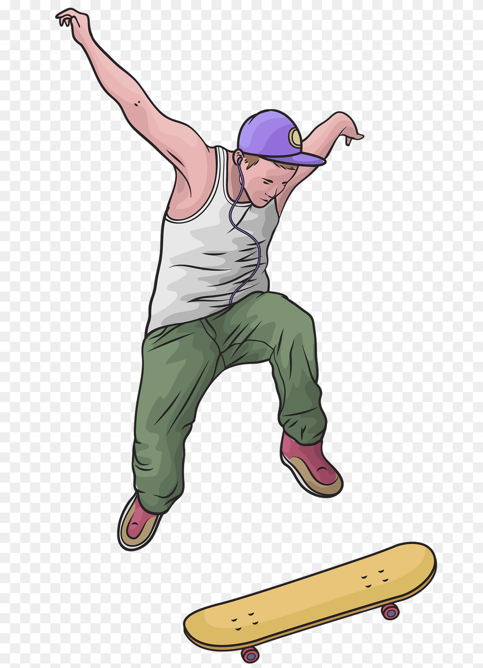 Skateboard Jump Clipart, Person, Baseball Cap, Hat, Clothing Free Png