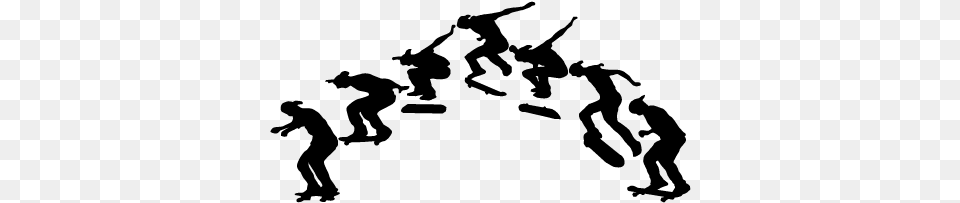 Skateboard Progression Wall Decal Skateboard Silhouette Wall Decal, Gray Png