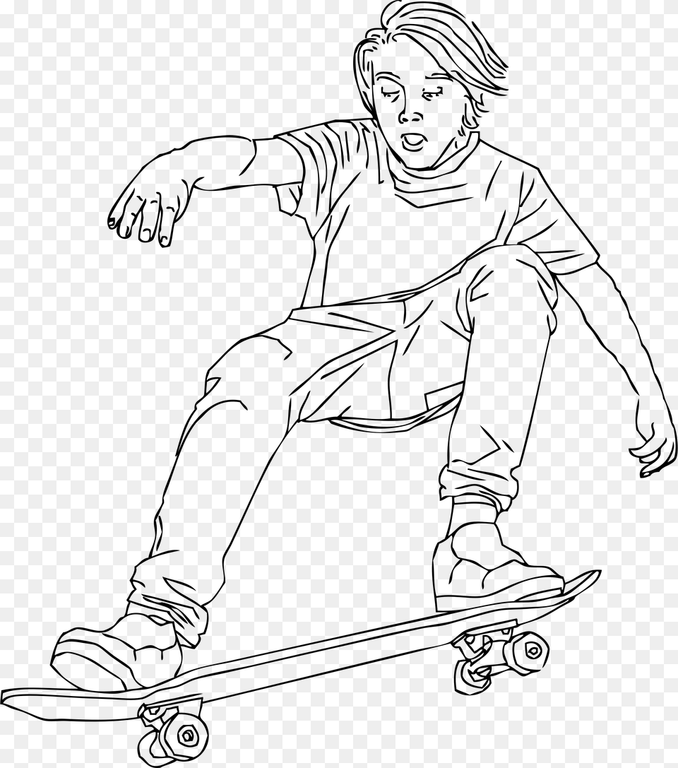 Skateboard Skateboarding Clipart Black And White, Gray Free Transparent Png