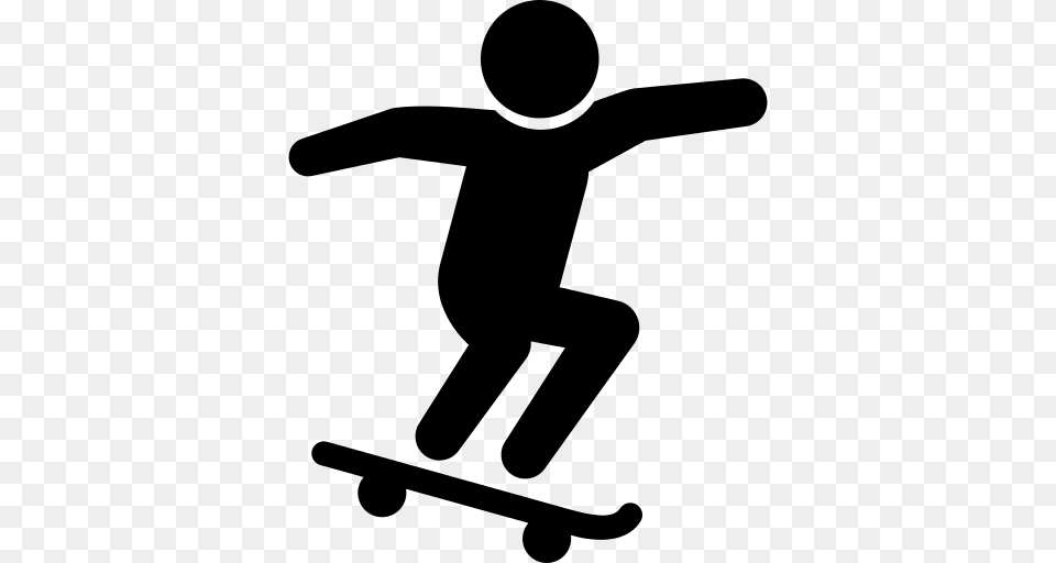 Skateboarder Icon, Gray Free Transparent Png