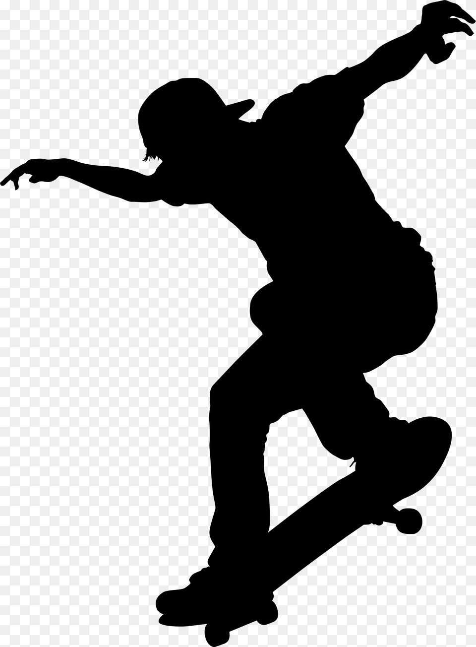 Skateboarding Clip Skateboarding Silhouette Vector, Gray Free Png