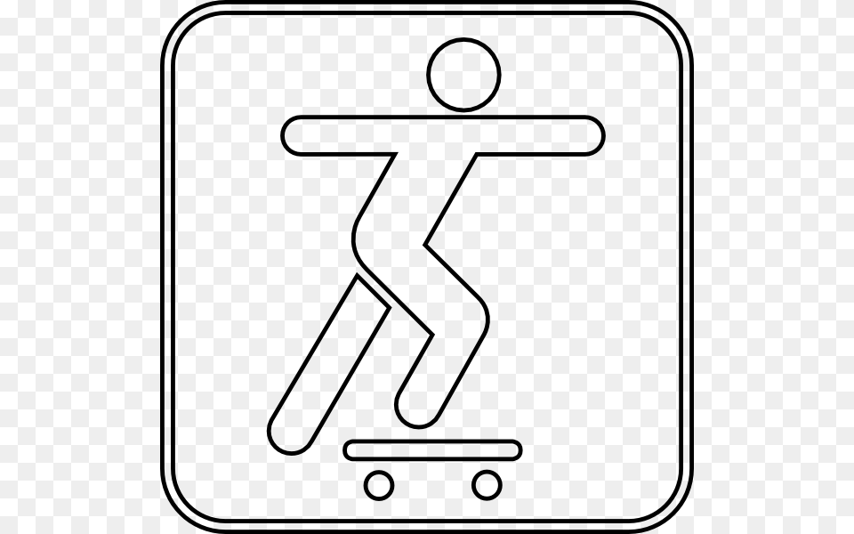 Skateboarding Symbol Outline Clip Art, Sign, Road Sign Free Transparent Png