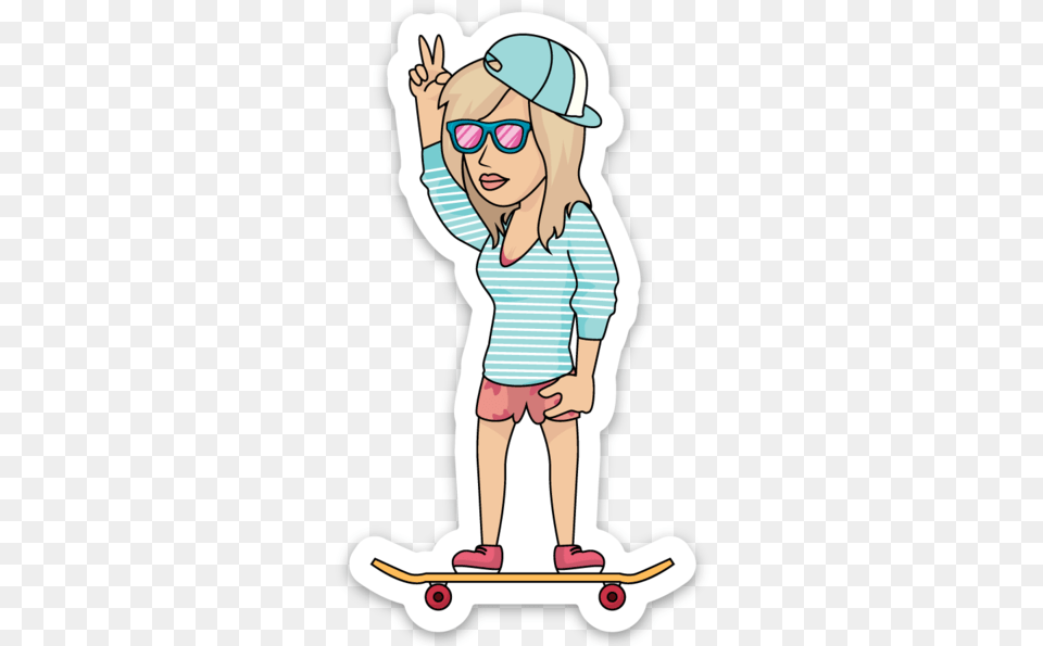 Skater Babe Sticker, Baby, Cap, Clothing, Person Png Image