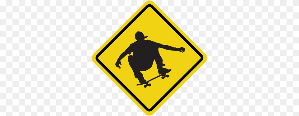 Skater Silhouette Sign Sticker Goat Road Signs, Adult, Person, Man, Male Free Png Download