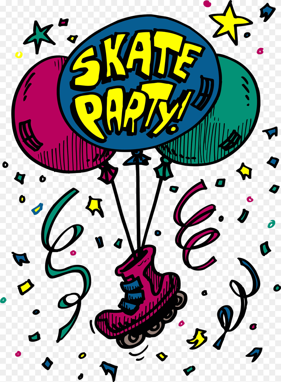 Skating Birthday Party Roller Skating Birthday Party, Paper, Confetti, Blackboard Png
