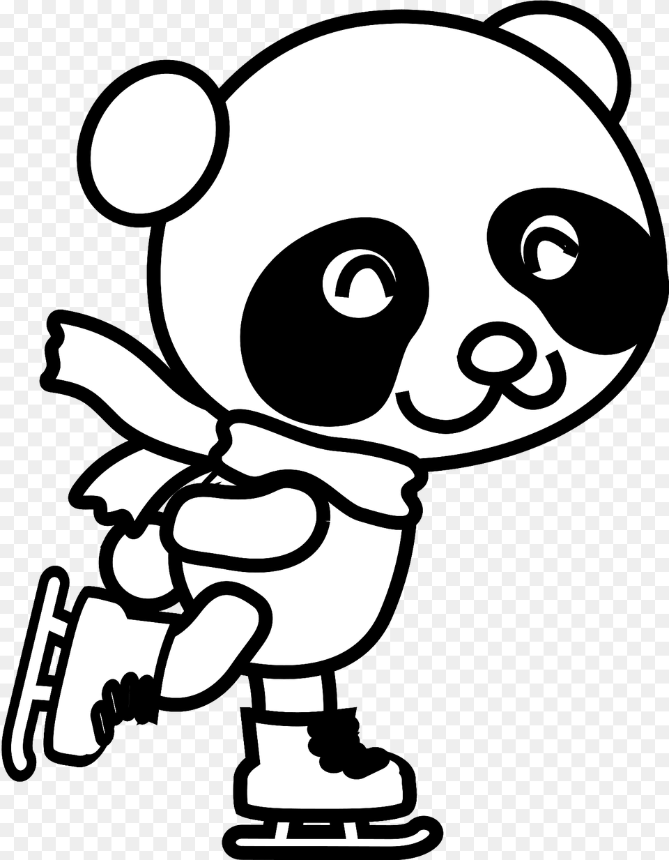 Skating Panda Black And White Clipart, Stencil, Ammunition, Grenade, Weapon Png