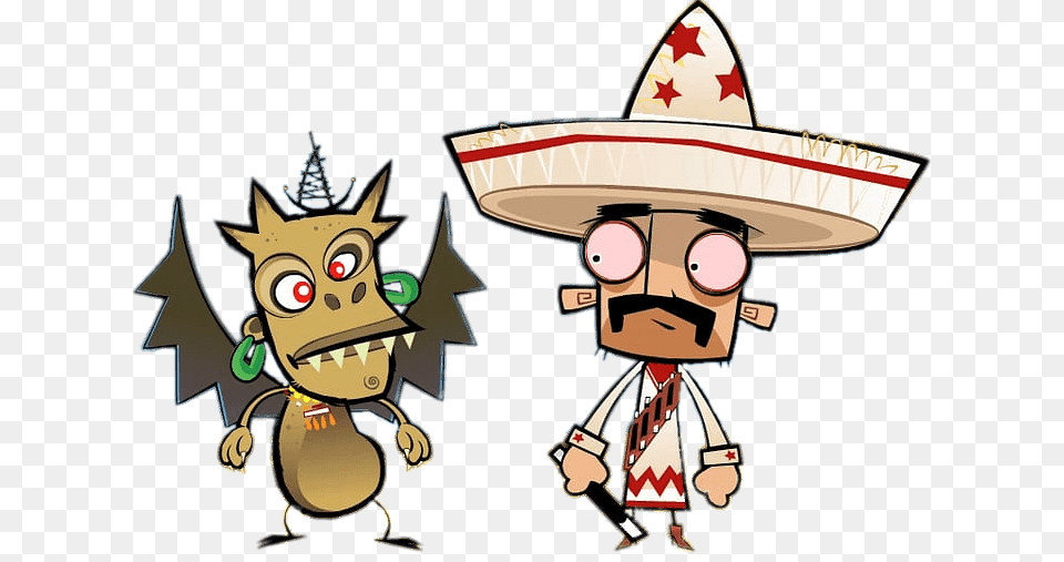 Skatoony Characters Mexican And Devil, Clothing, Hat, Person, Sombrero Free Png