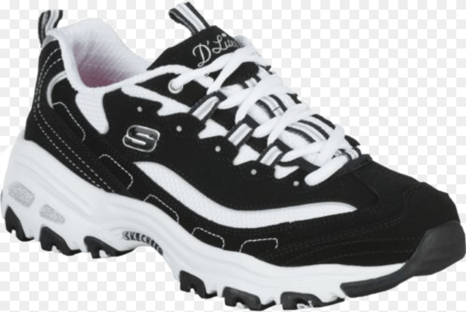 Skechers Black White Shoes Shoe Outfit Pants Womens Skechers D Lites, Clothing, Footwear, Sneaker, Running Shoe Free Png Download