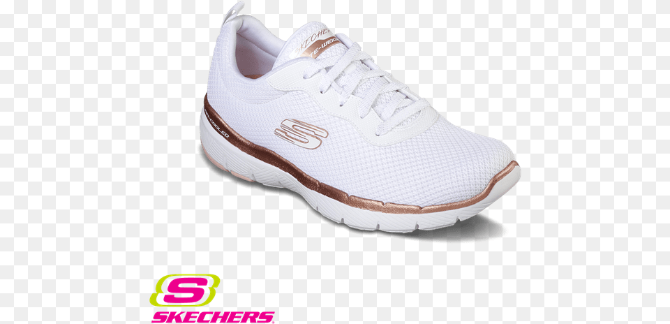 Skechers Flex Appeal 30 White Rose Gold, Clothing, Footwear, Running Shoe, Shoe Free Png Download