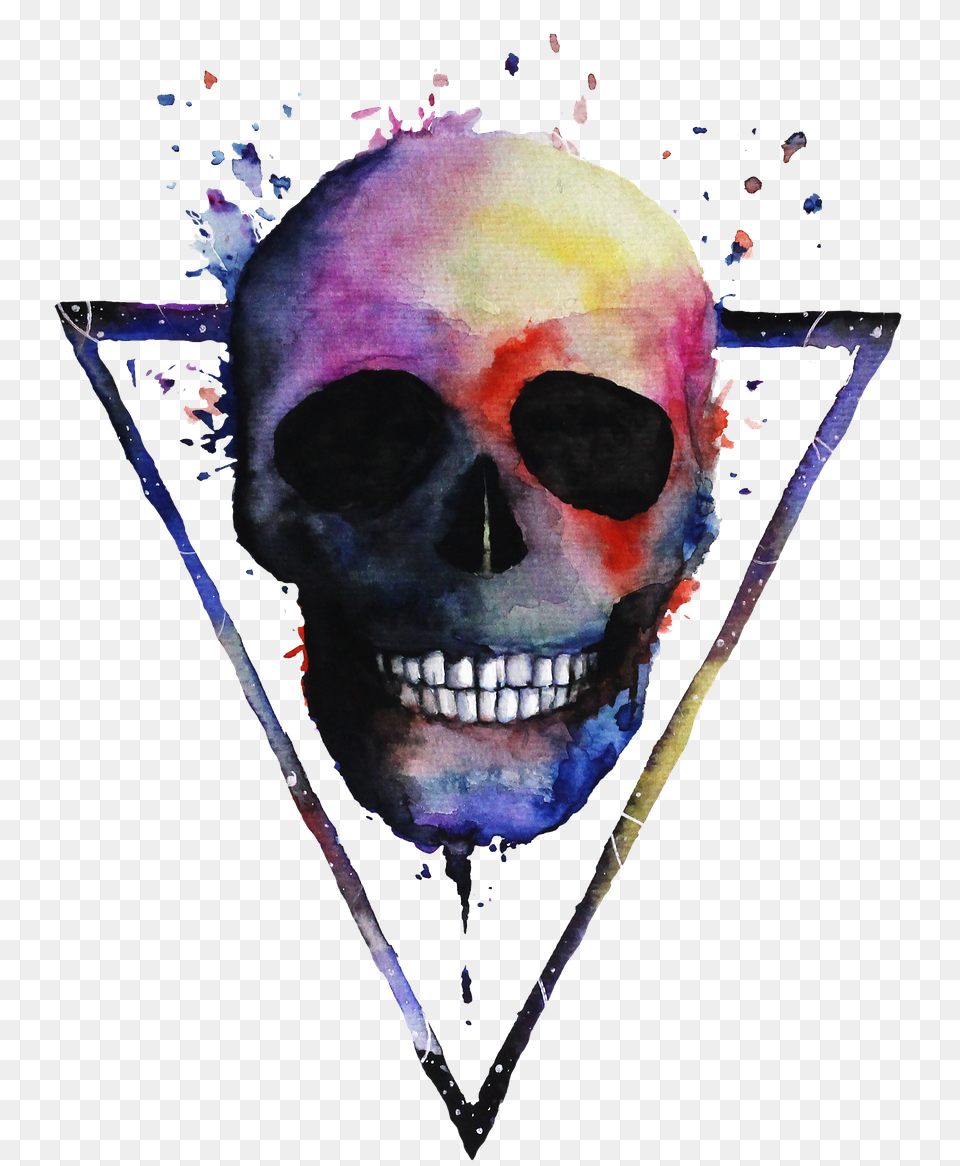 Skeleton Art Watercolor Android Wallpaper Colorful Skull Art, Adult, Male, Man, Painting Free Png Download