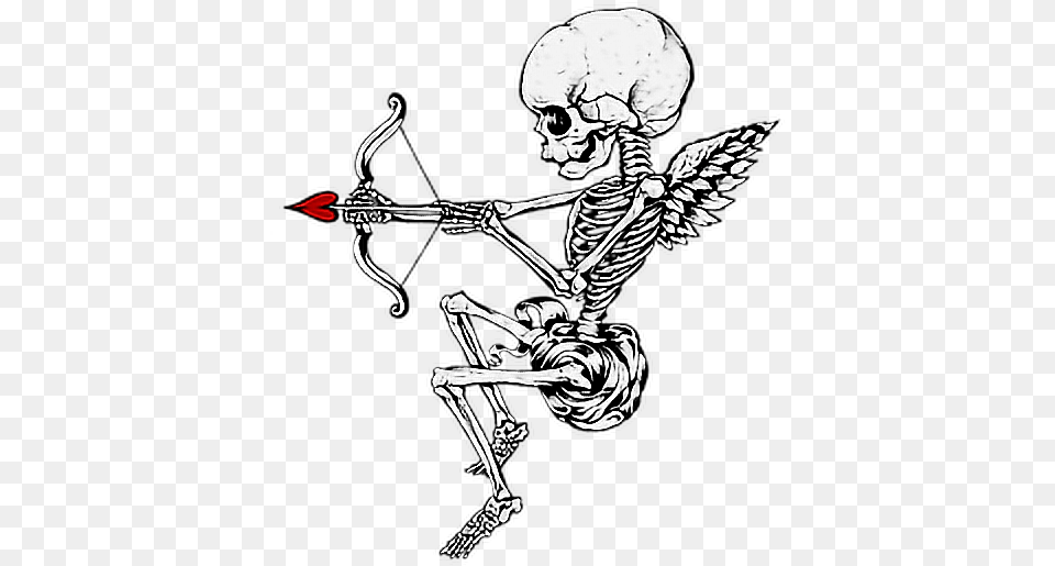 Skeleton Border Love Bowandarrow Cupid Horror Creepy Skeleton Love, Baby, Person, Weapon Png