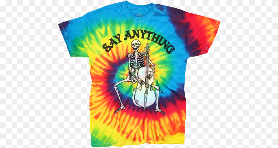 Skeleton Cello Tie Dye T Shirt Tie Dye Shirt, Clothing, T-shirt, Person, Face Free Transparent Png