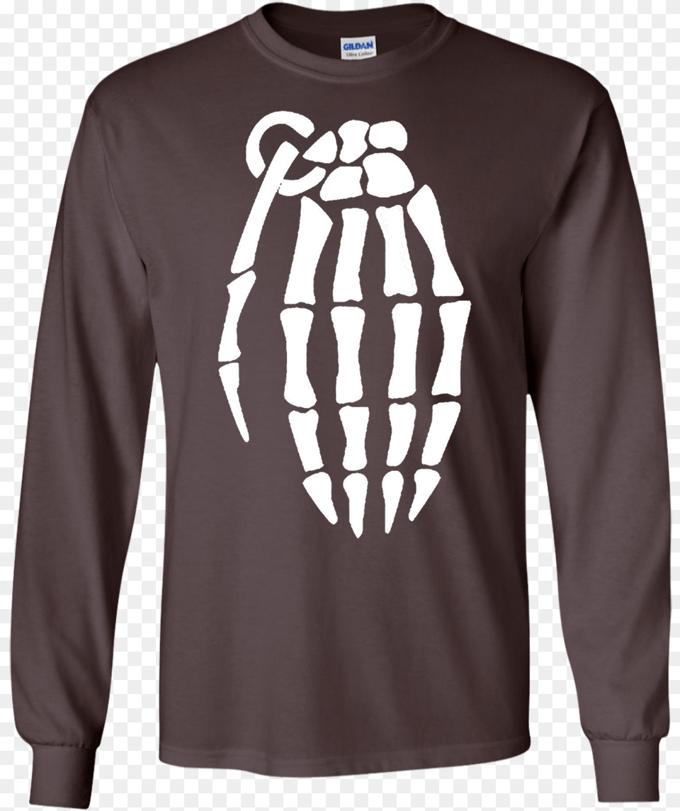 Skeleton Hand Grenade Ls T Shirt Skeleton Hand Grenade, Clothing, Sleeve, Long Sleeve, T-shirt Png Image