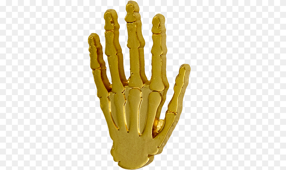 Skeleton Hand Pin Gold Godertme Bone, Clothing, Glove Free Png Download