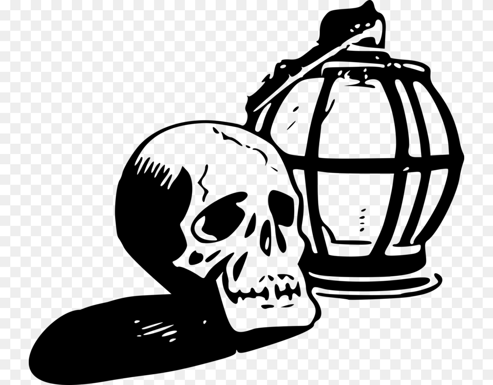 Skeleton Head Clipart Paper Skull Skeleton Art Line, Gray Free Png Download